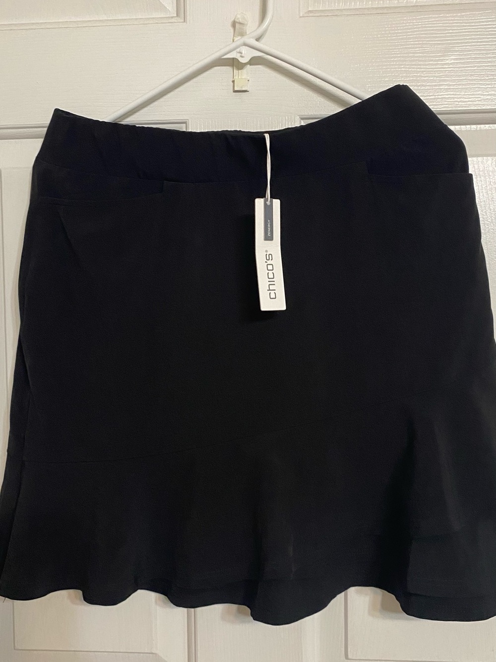 Chico's Black A-Line Skirt with Fluted Hem